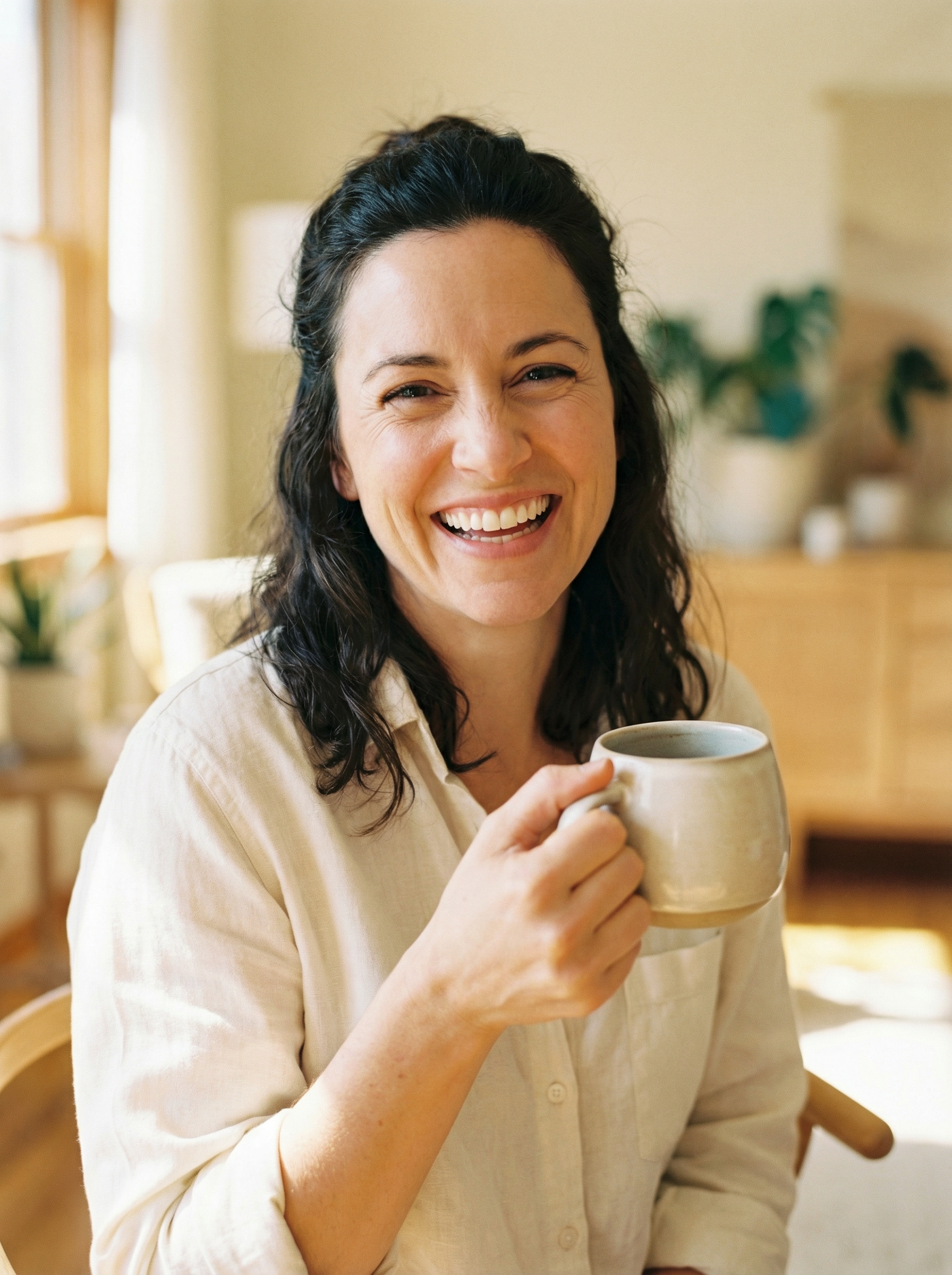 Woman enjoying morning coffee